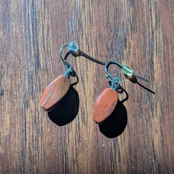 Brown Stone Drop Earrings - Picture 1 of 2